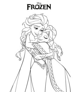 Frozen Movie Anna & Elsa Coloring Page 4 for kids