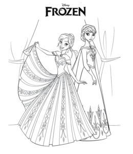 Frozen Movie Anna & Elsa Coloring Page 5 for kids