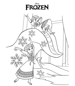 Frozen Movie Anna & Elsa Coloring Page 6 for kids