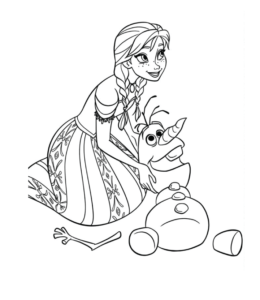 Frozen Movie Anna & Olaf Coloring Page for kids
