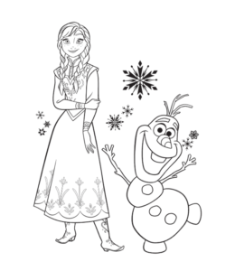 Frozen Movie Anna & Olaf  Coloring Page for kids