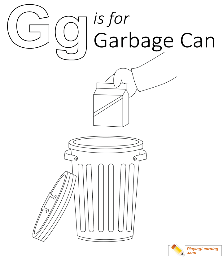 G Is For Garbage Can Coloring Page  for kids