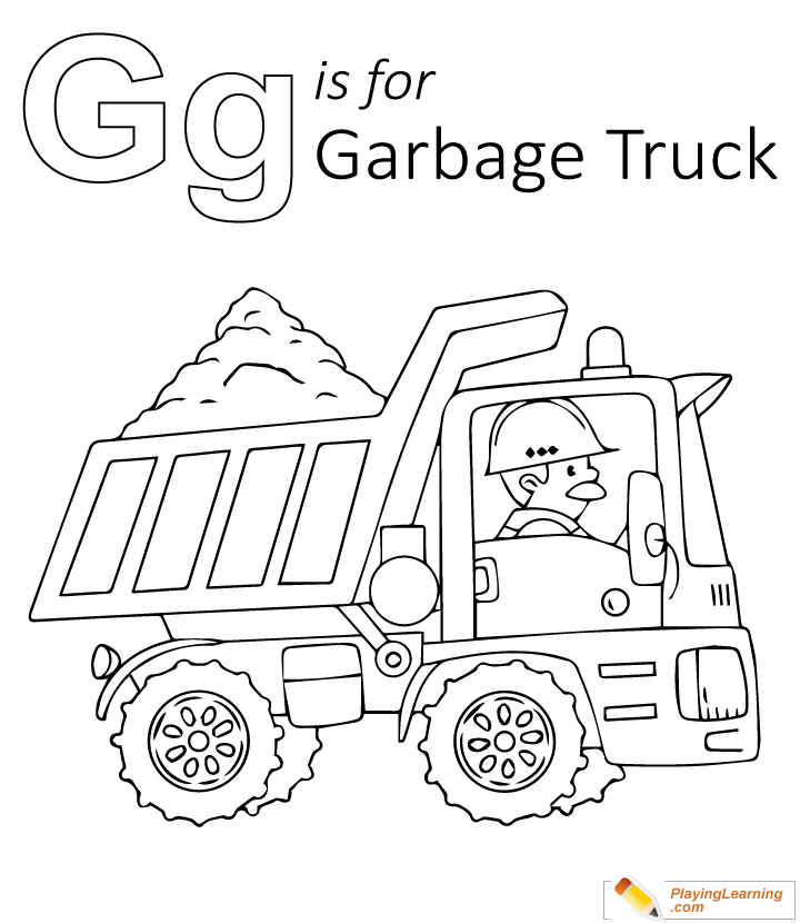G Is For Garbage Truck Coloring Page  for kids