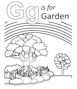 G is for Garden coloring page for kids