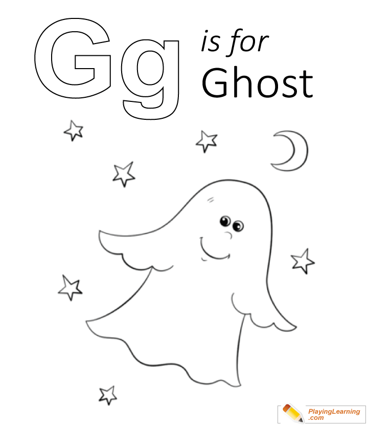 G Is For Ghost Coloring Page  for kids