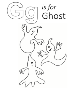 G is for Ghosts coloring page for kids