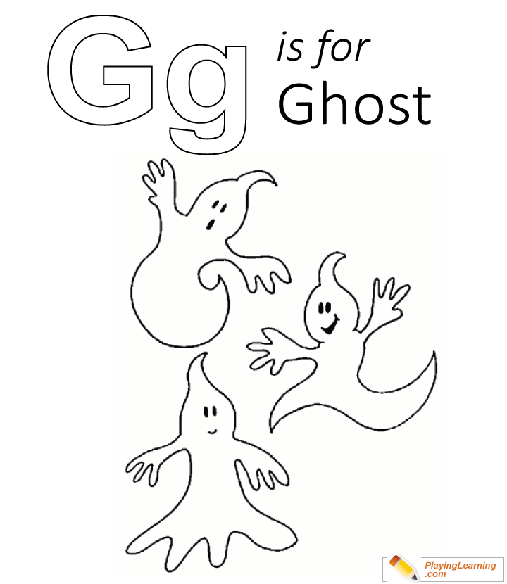 G Is For Ghost Coloring Page  for kids