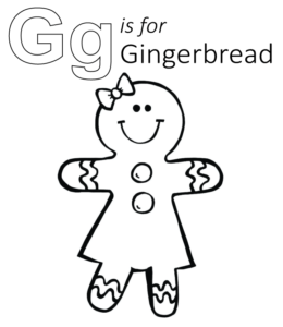 G is for Gingerbread coloring page for kids