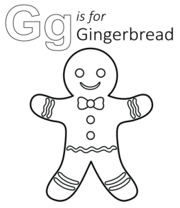 G is for Gingerbread coloring page for kids