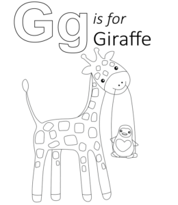 G is for Giraffe coloring page for kids