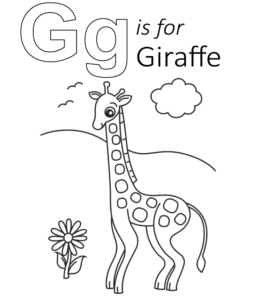 G is for Giraffe coloring page for kids