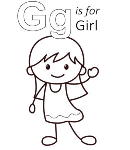 G is for Girl coloring page for kids