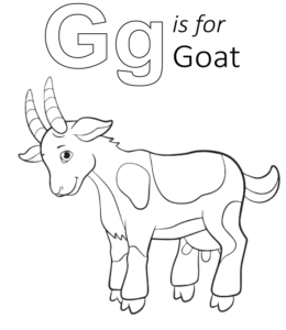 G is for Goat coloring page for kids