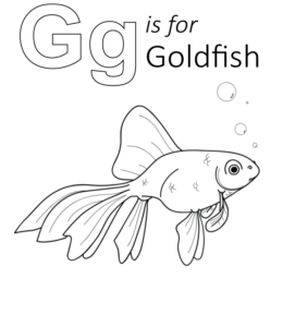 G is for Goldfish coloring page for kids