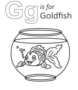 G is for Goldfish coloring page for kids