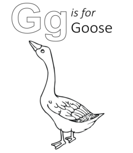 G is for Goose coloring page for kids