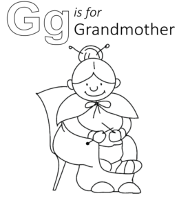 G is for Grandmother coloring page for kids