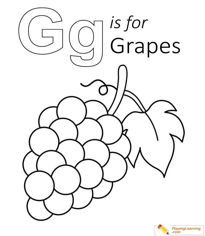 G Is For Grapes Coloring Page  for kids
