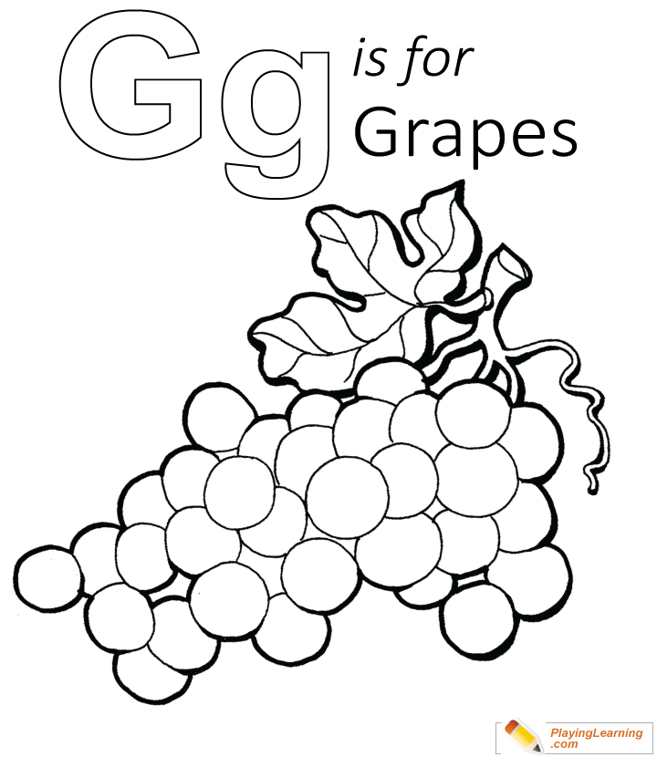 G Is For Grapes Coloring Page 02 | Free G Is For Grapes Coloring Page