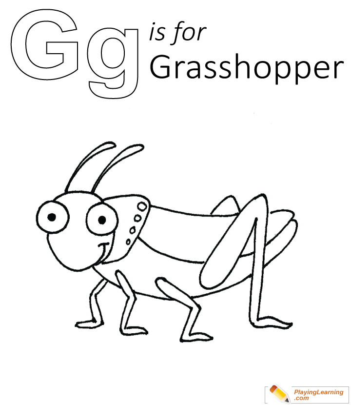 G Is For Grasshopper Coloring Page  for kids