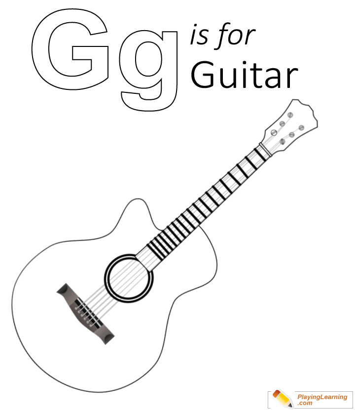 G Is For Guitar Coloring Page  for kids