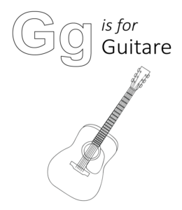 G is for Guitare  Printable  for kids