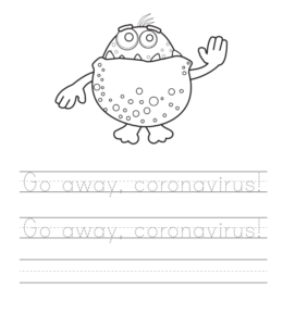Go away, coronavirus writing worksheet  for kids