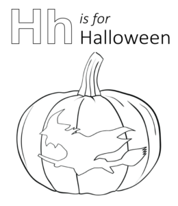 H is for Halloween Coloring Printable for kids