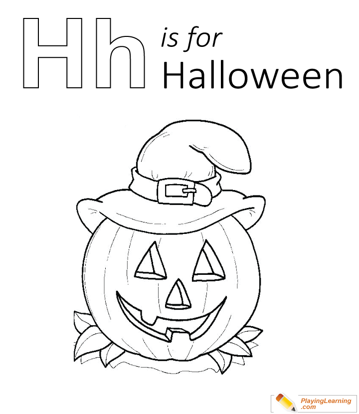 H Is For Halloween Coloring Page  for kids