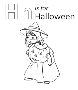 H is for Halloween Coloring Printable for kids