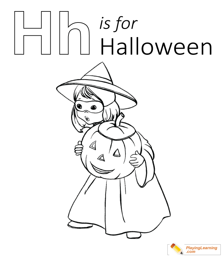 H Is For Halloween Coloring Page  for kids