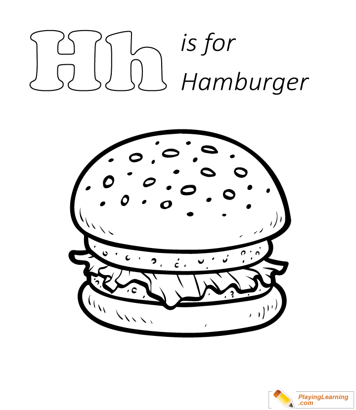 H Is For Hamburger Coloring Page  for kids