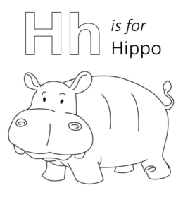 H is for Hippo Printable for kids