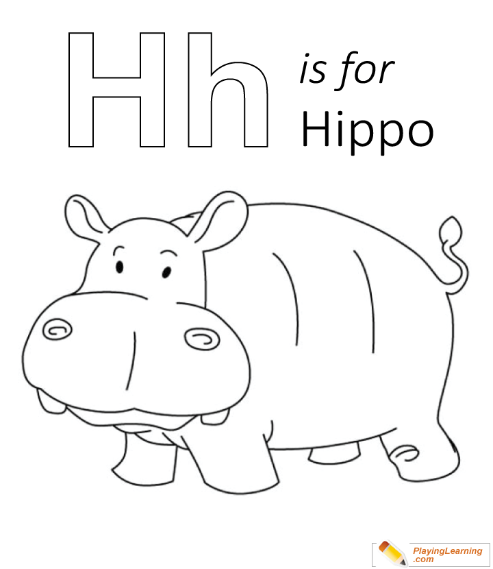 H Is For Hippo Coloring Page for kids