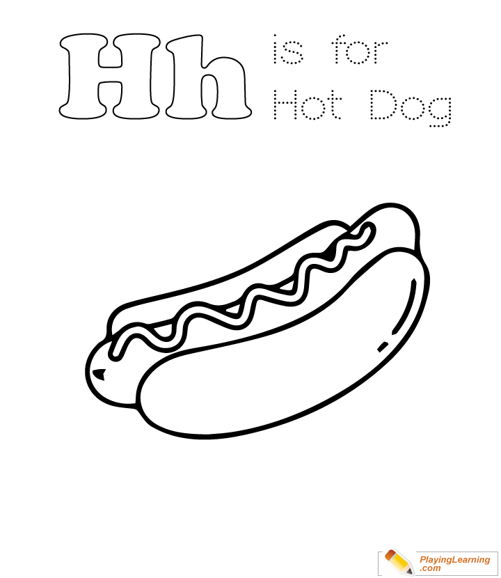 H Is For Hot Dog Coloring Page  for kids