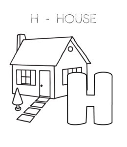 Alphabet Coloring Page - H is for House  for kids