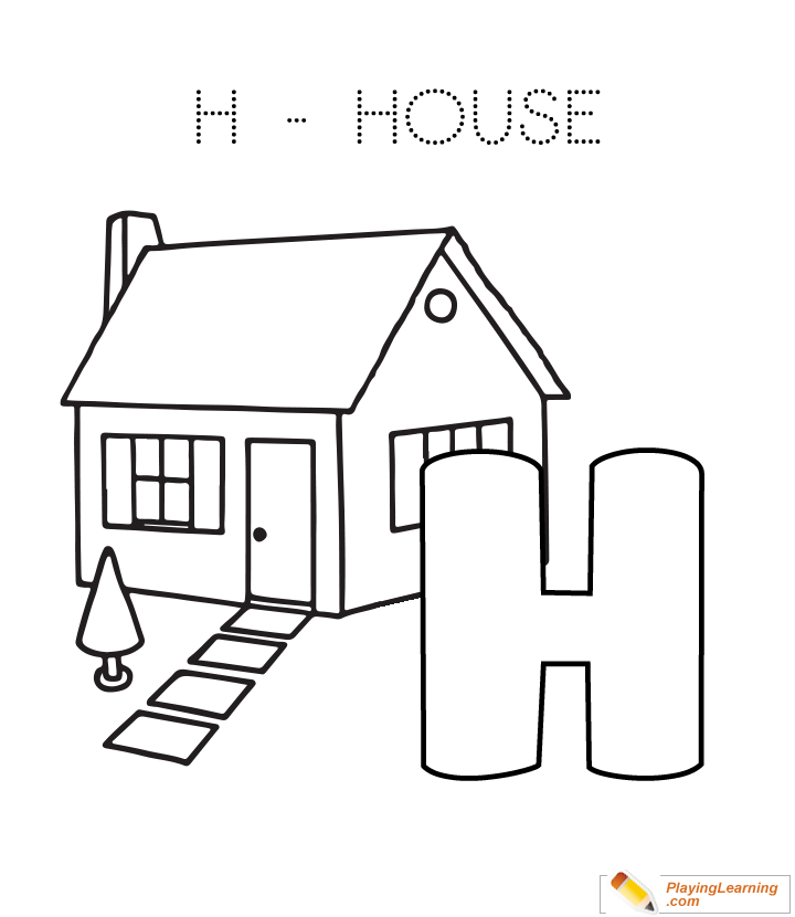 H Is For House Coloring Page for kids