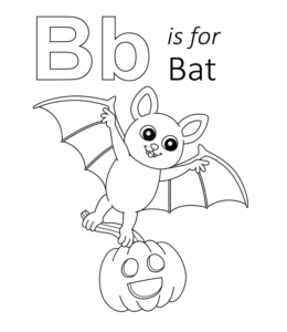 Halloween - B is for Bat Coloring Printable for kids