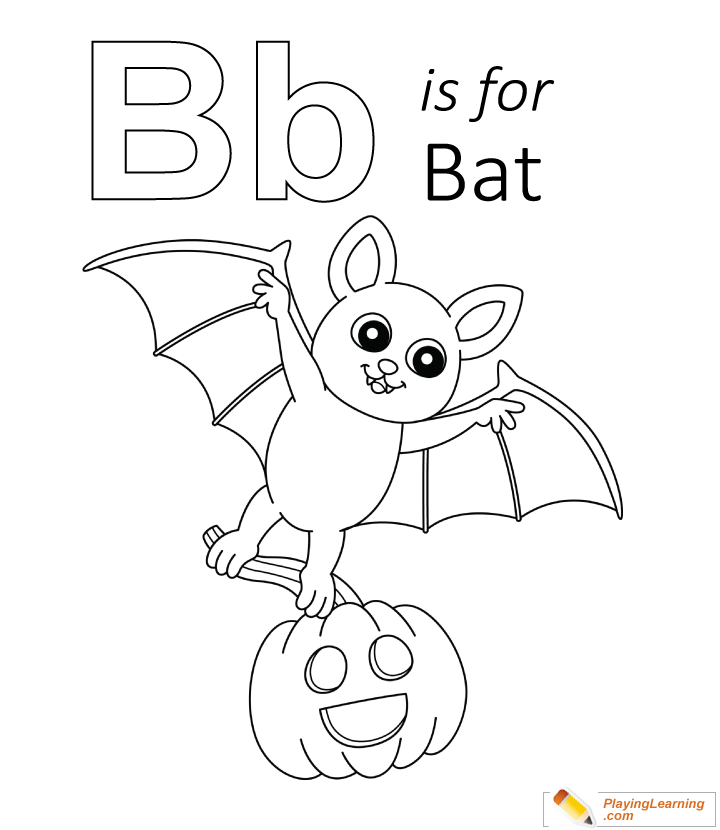 Halloween B Is For Bat Coloring Page  for kids