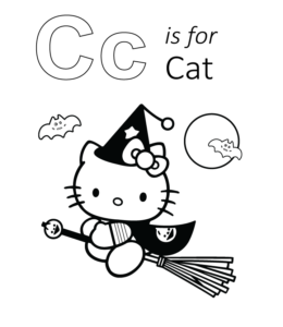Halloween - C is for Cat Coloring Printable for kids