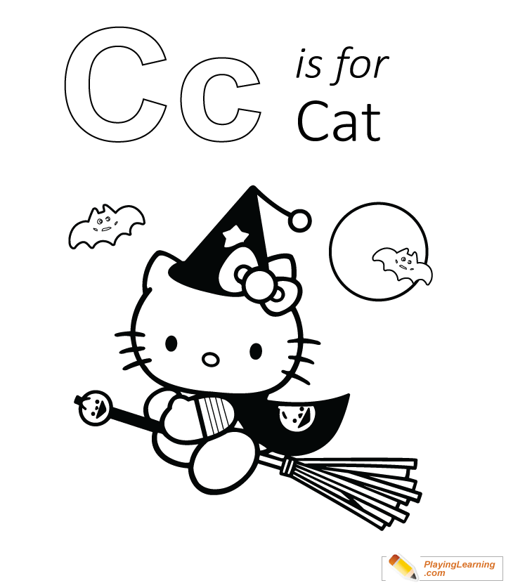 Halloween C Is For Cat Coloring Page  for kids