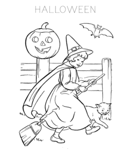 Halloween Cats & Pumpkin Coloring Printable for kids