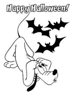 Pluto & Halloween Coloring Page for kids