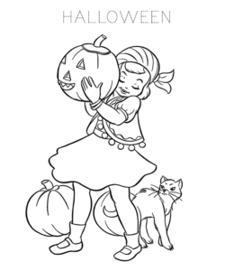 Halloween Trick-or-Treat Coloring Page for kids