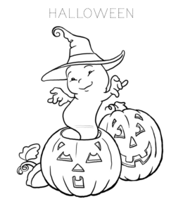 Halloween Ghost and Pumpkin Coloring Sheet for kids
