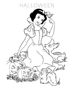 Snow White & Halloween Coloring Sheet for kids
