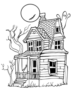 Halloween Scary House Coloring Sheet for kids