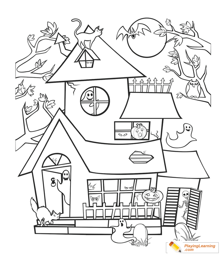 Halloween House Coloring Page  for kids