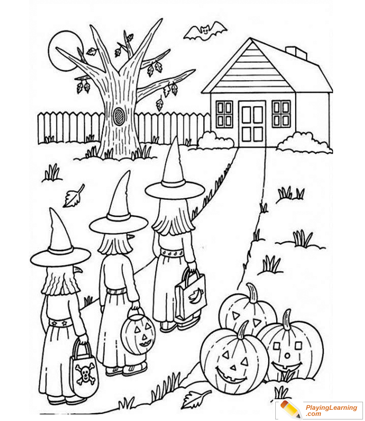 Halloween House Coloring Page  for kids