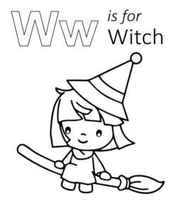 Halloween - W is for Witch Coloring Printable for kids